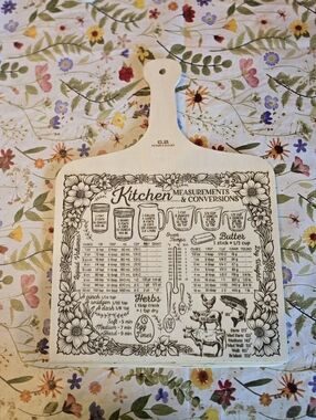 Wooden Kitchen Measurements & Conversions Cutting Board - Natural 12x12, Engrved
